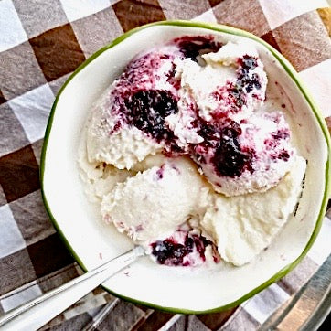 Homemade Vanilla Berry Swirl Ice Cream