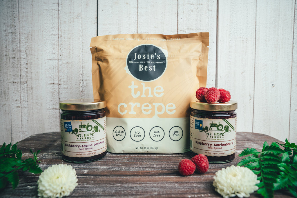 crepes, crepes gift box, berries and crepes, Oregon marionberry jam